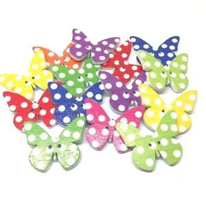 20 WOODEN BUTTERFLY BUTTONS CRAFT CARDMAKING SCRAPBOOKING EMBELLISHMENTS SEWING - Picture 1 of 3
