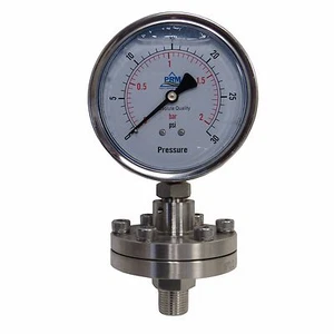 NEW PRM 4 INCH 0-30 PSI PRESSURE GAUGE W/ 1/2" MNPT 316 SS DIAPHRAGM PROTECTOR - Picture 1 of 10