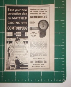 1945 Comtorplug - The Comtor Co. Advertisement Waltham, Mass. - Imagen 1 de 1