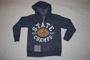 Boys BLUE Hooded Sweat Jacket STATE CHAMPS VARSITY FOOTBALL Zip Front XS 4-5 - Picture 1 of 1