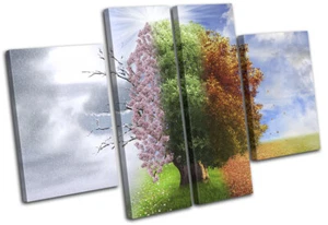 Four Seasons Tree Surrealism Fantasy MULTI CANVAS WALL ART Picture Print - Picture 1 of 1
