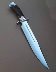 Handmade Stainless Steel Hunting Bowie Knife With Stag Horn Handle For Outdoor - Picture 1 of 3