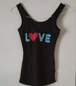 No boundaries black, blue, red love stars sleeveless round neck stretch top XS - Picture 1 of 5