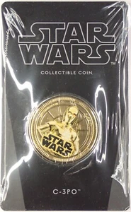 2011 NIUE GOLD PLATED GILT $1 COIN FEATURING STAR WARS C-3PO IN OGP - Picture 1 of 4