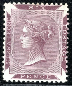 SIERRA LEONE QV Classic Stamp SG4 6d Reddish Lilac (1874) Mint LMM c£70 GRBLUE73 - Picture 1 of 6