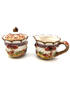 VTG Fitz & Floyd OMNIBUS Harvest Acorn Time Fall Creamer & Lidded Sugar Bowl Set - Picture 1 of 10