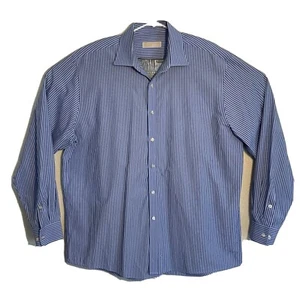 Men's Size Large Michael Kors Dress Shirt Pinstriped Button Up long sleeve Blue - Picture 1 of 10