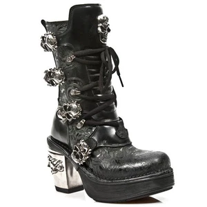 NEWROCK M.8366 S1 Black - New Rock Punk Gothic Biker Boots - Womens - Picture 1 of 8