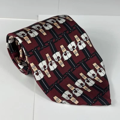 Corbata vintage Dilbert 100 % seda roja gráfica AOP Foto 1 de 4