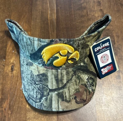 University of Iowa Hawkeyes-Mossy Oak Camo Distressed-Golf/Sun Visor Hat/Cap-NWT - Image 1 of 4