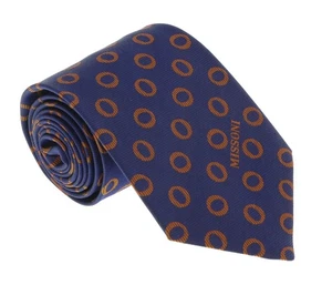 Corbata Missoni U5637 azul marino/oro geométrica 100 % seda - Imagen 1 de 4