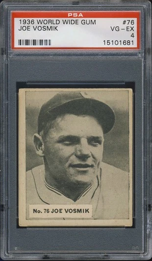 1936 World Wide Gum #76 Joe Vosmik PSA 4 Cleveland Indians - Image 1 of 1