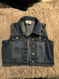 Big Girls RARE EDITIONS Size 14 Sleeveless Jean Vest Med Dark Denim - Picture 1 of 3