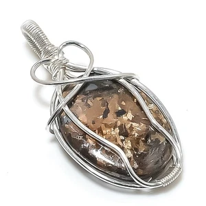 Colgante de joyería de plata esterlina maciza 925 con piedras preciosas de jaspe de bronce 2,17" C514 - Imagen 1 de 2