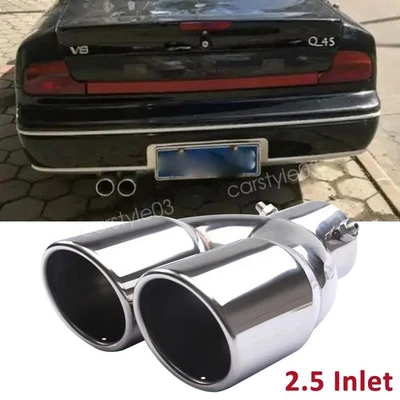 2.5 Inlet Rear Car Dual Exhaust Muffler Tip Tail Pipe Steel For Infiniti Q45 Q60 - Изображение 1 из 4