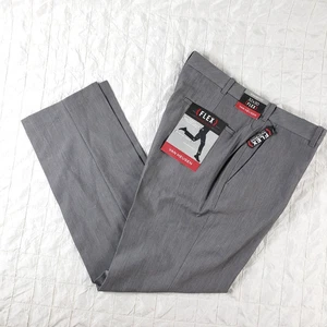 NWT Van Heusen Men Size 32x30 Gray Flex Straight Fit Flat Front Dress Pants NEW - Picture 1 of 13