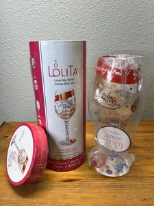 Copa de vino Lolita Love My Dog 15 oz pintada a mano diseño retirado nueva en caja nueva en caja - Imagen 1 de 6