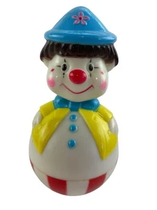 Colorful Roly Poly 6" Tall Vintage Clown Musical Toy Made in Hong Kong Chimes - Picture 1 of 6