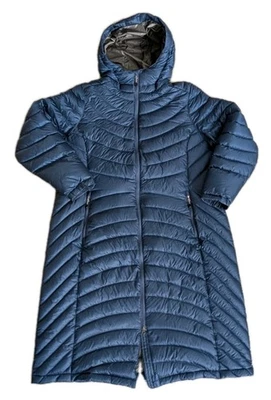 LL Bean 850 Ultralight Down Puffer 3/4 Coat Hooded Jacket Womens Petite XL Blue - Image 1 of 4