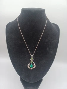 J&T Stamped Sterling Silver 925 Dangle Pendant Thailand-Necklace 18" 925 Italy - Picture 1 of 9