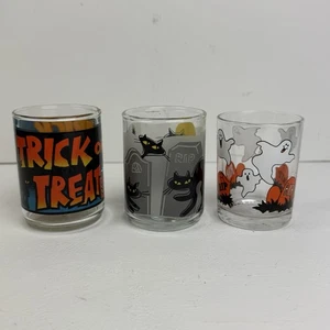 Halloween Candle Votive Holder Set of 3 Trick Or Treat Cat Ghost Party Decor - Picture 1 of 18