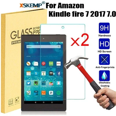 2Pcs For Amazon Kindle fire 7 5th 7th  Tempered Glass Tablet Screen Protector - Image 1 of 4
