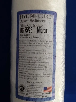 HYDRO CURE DELUXE DG 75/25 BIG BLUE 20"x4.5" SEDIMENT FILTER - 2 FILTERS - Image 1 of 3