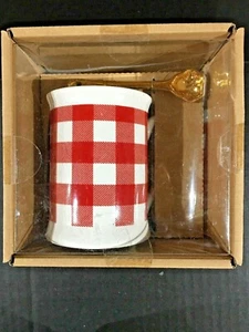 Ashland Red Plaid Christmas 10 oz Coffee Mug Set with Paw Spoon NEW - Picture 1 of 4