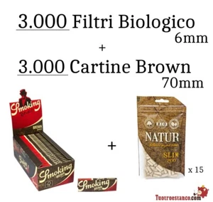 3.000 Smoking Brown 70mm+ 3.000 Filtri Biologico 6mm - Imagen 1 de 5