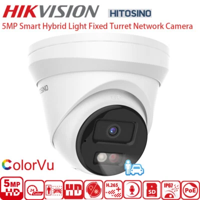 HITOSINO Hikvision OEM 5MP IP POE Camera ColorVu+IR AcuSense MIC Human Vehicle Detection