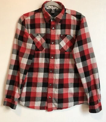 Shaun White Shirt Boys XL 16 Black Red White Plaid Long Sleeve Flannel Button-Up - Image 1 of 4
