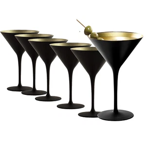 Stölzle Lausitz Olympia Martini Glass, Black/Gold - Set of 6 - Picture 1 of 5