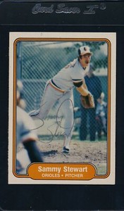 1982 Fleer #180 Sammy Stewart Orioles Signed Auto *26564