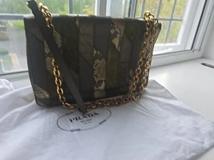 Prada Shoulder Bag Green with Metal Gold Chain  - Picture 1 of 18