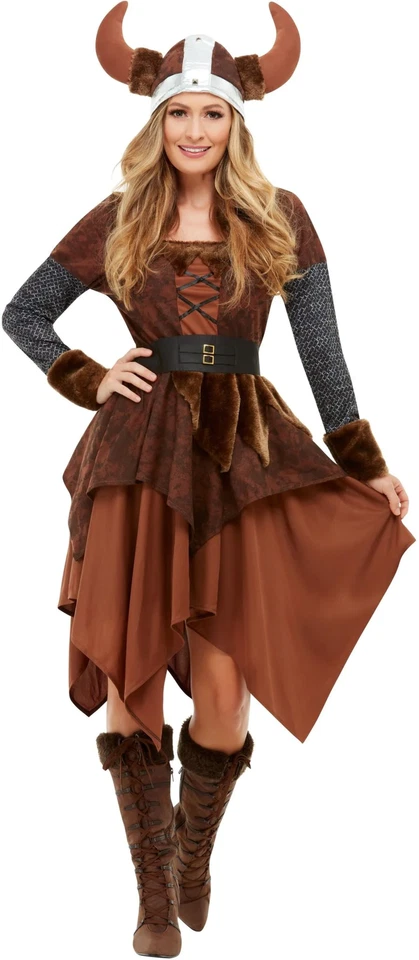 Smiffys Viking Barbarian Queen Costume Brown. 50742S