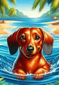 Dachshund Red Summer Fun Flag - Picture 1 of 3