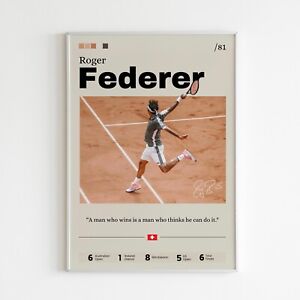 Roger Federer Poster, Tennisstar Wandkunst, Federer Druck Fan Geschenk
