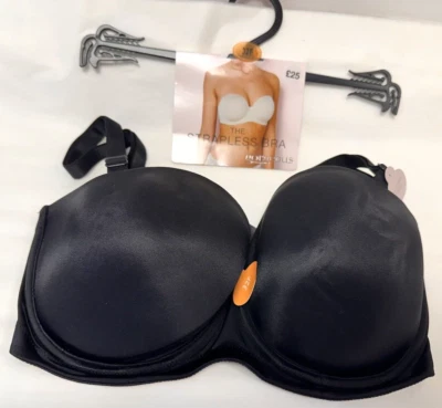 New Debenhams Gorgeous 32F black padded strapless/multiway underwire balcony bra - image 1 of 4