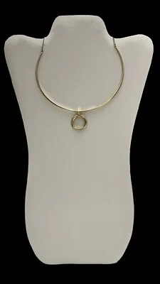 Золотистый минималистичный ошейник ожерелье кладет плоский круглый кулон простой и стильный - Изображение 1 из 4