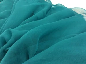 CHIFFON-DARK TEAL GREEN POLYESTER DRESS FABRIC - LD112 1.8M PIECE - Picture 1 of 2