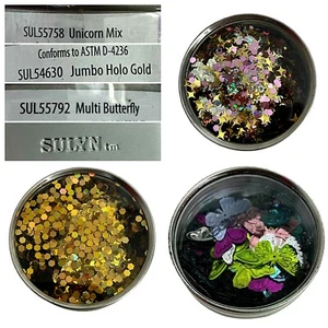 9 Tins Sulyn Glitter Sequin Craft Supplies Shapes Butterfly Unicorn Gold Stars - Picture 1 of 13