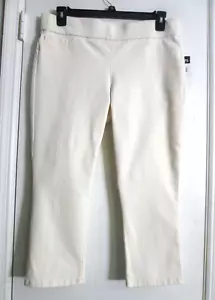 Chaps Women’s Pull-On Capri Pants Stretch Cream Denim Slim Leg Elastic Waist 12 - Picture 1 of 11
