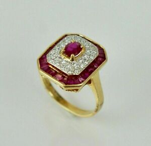 2Ct Round Cut Red Ruby & Diamond Women's Engagement Ring 14K Yellow Gold Finish