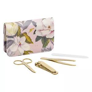 Ted Baker - 4 Piece Manicure Set in Pink Opal Textured Zip Around Case - Picture 1 of 5