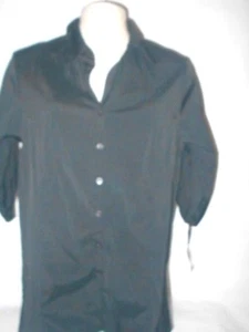 Blusa para mujer DCC elástica con botones delanteros talla 14/16 negra manga corta - Imagen 1 de 7