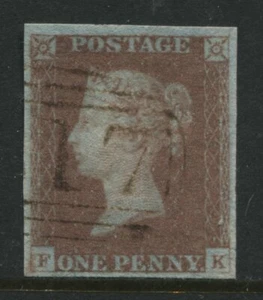1841 1d imperf FK, struck by very scarce reddish brown part numeral (41) - Picture 1 of 1
