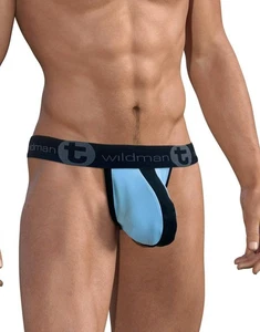 Bolsa WildmanT de algodón elástico sin tirantes Jock Big Boy azul claro/negro - Imagen 1 de 8