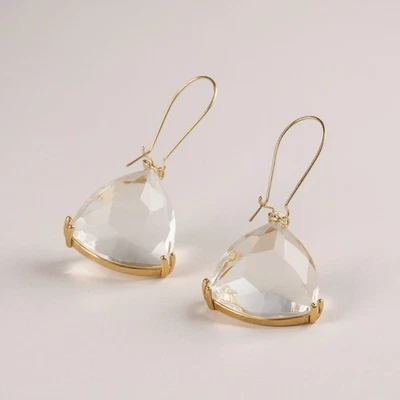 Pendientes Anthropologie Geométricos Transparentes Lucite Circonita C Oro Aro Boho Declaración Y2K  Foto 1 de 4