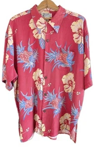 Camisa Avanti Auténtica Hawaiana Aloha XXL Malva 100% Seda Hibisco Piña - Imagen 1 de 12