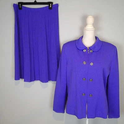 Castleberry vtg  Knit Suit Women Jacket Skirt blazer  purple   Sz 14 zip - Image 1 of 4